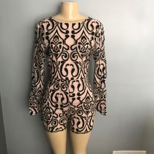 Boohoo sequined backless romper size 6 NWT